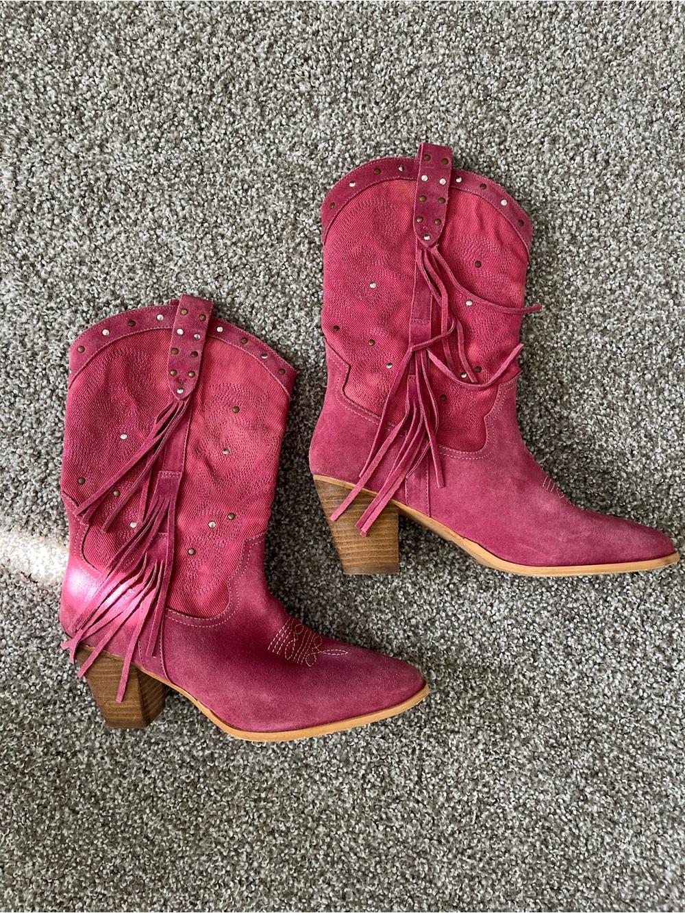Idyllwind Miranda Lambert Women’s Pink Suede Western Fringe Boots Genuine Leathe